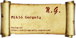 Mikló Gergely névjegykártya